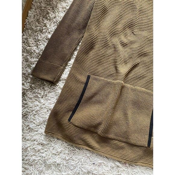 Margaret Winters Sweater Knit Brown Taupe Cotton Medium Cowl Neck Front Pocket - Picture 9 of 12